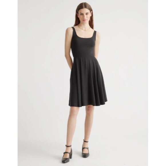 Quince Dresses & Skirts - Quince Tencel Jersey Fit & Flare Mini Dress sz L Women’s Black Sleeveless NWT